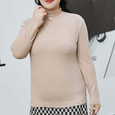 【大きいサイズ】よく伸びるストレッチハイネックカットソー 大きいサイズ レディース トップス 長袖