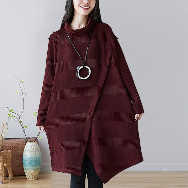 【大きいサイズ】ハイネックチュニック 大きいサイズ レディース チュニック ワンピース ハイネック