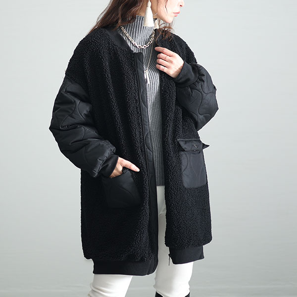 LL-4L】フード付きファイバーダウンブルゾン 大きいサイズ