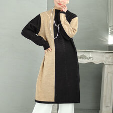 【大きいサイズ】 日本製バイカラーオフネックニットチュニック 大きいサイズ レディース チュニック