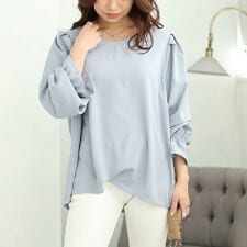 【大きいサイズ】 キャンディスリーブハートネックブラウス 大きいサイズ レディース トップス 長袖