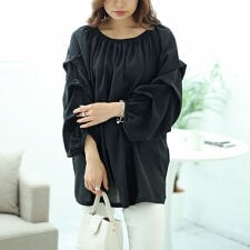 【大きいサイズ】 2wayギャザーネックタックボリュームスリーブプルオーバー 大きいサイズ 2way