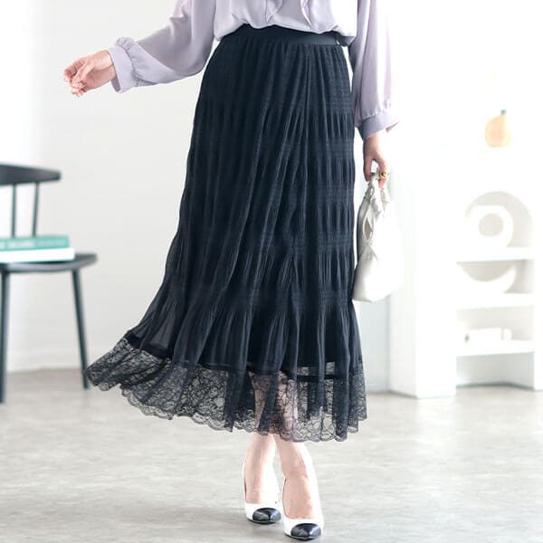 大きいサイズ】 ウェーブコードレースバルーンスカート 大きいサイズ