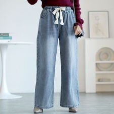 【大きいサイズ】 裏起毛ウエスト紐デニムワイドパンツ 大きいサイズ レディース ボトムス パンツ 秋