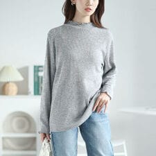 【大きいサイズ】 メローミニハイネックリブプルオーバー 大きいサイズ レディース トップス ニット