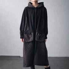 【大きいサイズ】 キルト配色ビッグポケットフーディーワンピース 大きいサイズ レディース ワンピース