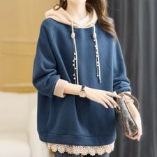 【大きいサイズ】 裏起毛パールチャーム付きバイカラーパーカー 大きいサイズ レディース トップス 冬