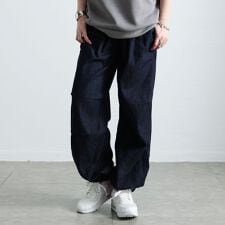 【大きいサイズ】 パラシュートコットンライトオンスデニム 大きいサイズ レディース パンツ ズボン