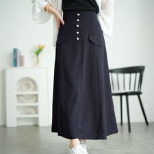 【大きいサイズ】 パールボタンとろみツイルフレアスカート 大きいサイズ レディース スカート ロング