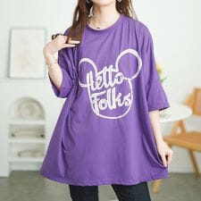 【大きいサイズ】 ビッグプリントオーバーサイズTシャツ 大きいサイズ レディース トップス 五分袖