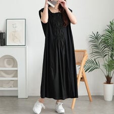 【大きいサイズ】 接触冷感シャーリングノースリーブワンピース 大きいサイズ レディース ワンピース