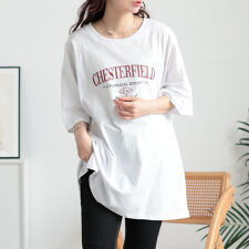 【大きいサイズ】 サイドスリットロゴコットンビッグTシャツ 大きいサイズ レディース トップス 半袖