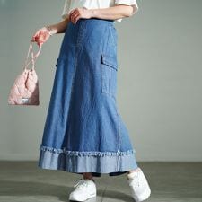 【大きいサイズ】 バックスリットデニムタイトスカート 大きいサイズ レディース スカート ボトムス