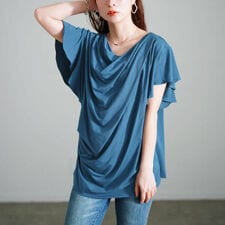 【大きいサイズ】 接触冷感バタフライスリーブカットソー 大きいサイズ レディース トップス Tシャツ