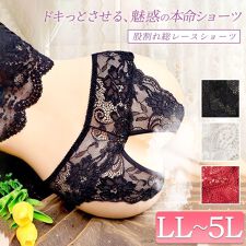 ゴールドジャパン(GOLDJAPAN)の【大きいサイズ】 股割れ総レースショーツ 大きいサイズ レディース インナー 下着 ショーツ レース