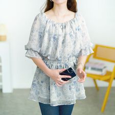 【大きいサイズ】 2way花柄シャーリングペプラムブラウス 大きいサイズ レディース トップス 花柄