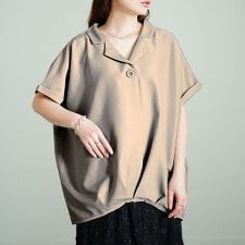 【大きいサイズ】 接触冷感裾タックオープンカラープルオーバー 大きいサイズ レディース トップス 夏