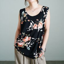【大きいサイズ】 レトロ花柄タンクトップ 大きいサイズ レディース トップス タンクトップ 花柄 夏