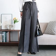 【大きいサイズ】 リボンベルトセンタータックワイドパンツ 大きいサイズ レディース パンツ ズボン