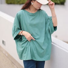 【大きいサイズ】 接触冷感＆UVカットコットンドルマンカットソー 大きいサイズ レディース トップス