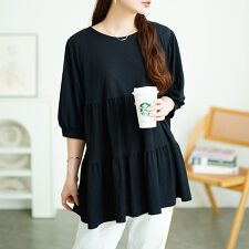 【大きいサイズ】 接触冷感鹿の子ティアードチュニック 大きいサイズ レディース チュニック 5分袖