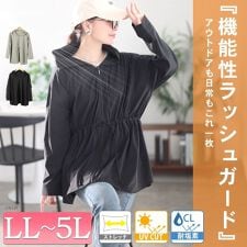 ゴールドジャパン(GOLDJAPAN)の【大きいサイズ】 UVカット＆耐塩素ドルストラッシュガード 大きいサイズ レディース アウター 長袖