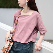 【大きいサイズ】 クロップド丈ワイドスクエアネックTシャツ 大きいサイズ レディース トップス 半袖
