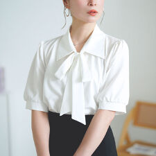 【大きいサイズ】 レギュラーカラーボウタイ半袖ブラウス 大きいサイズ レディース トップス ブラウス