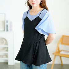 【大きいサイズ】 ブラウスドッキングペプラムトップス 大きいサイズ レディース トップス ブラウス
