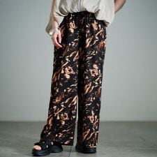【大きいサイズ】 ペイント柄ワイドパンツ 大きいサイズ レディース パンツ ズボン ロング ワイド