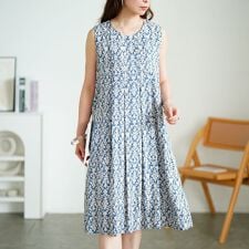 【大きいサイズ】 接触冷感花柄タックノースリーブワンピース 大きいサイズ レディース ワンピース 夏