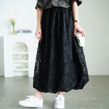 【大きいサイズ】 ウェーブコードレースバルーンスカート 大きいサイズ レディース スカート ボトムス