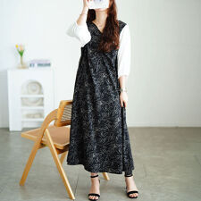 【大きいサイズ】 花柄胸元ギャザー重ね着風ワンピース 大きいサイズ レディース ワンピース 花柄 夏