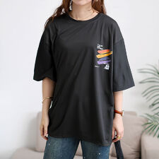 【大きいサイズ】 バックペイント柄オーバーサイズTシャツ 大きいサイズ レディース トップス 7分袖