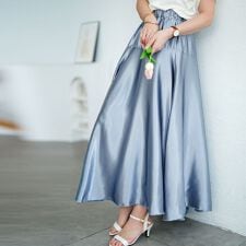 【大きいサイズ】 ヨーク切り替えフレアサテンスカート 大きいサイズ レディース スカート ボトムス