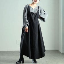 【大きいサイズ】 ラウンドヘムハーフジップジャンパースカート 大きいサイズ レディース ワンピース