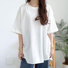 【大きいサイズ】 コットンワッフルロールアップ袖Tシャツ 大きいサイズ レディース トップス 5分袖