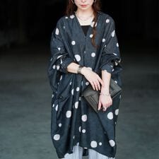 ゴールドジャパン(GOLDJAPAN)の【大きいサイズ】 ドット柄スキッパードルマンシャツチュニック 大きいサイズ レディース チュニック