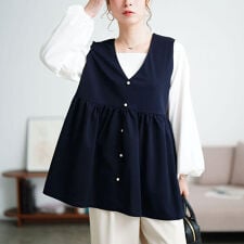 【大きいサイズ】 ペプラムベスト重ね着風チュニック 大きいサイズ レディース チュニック 長袖 秋服