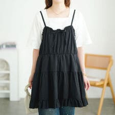 【大きいサイズ】 フリルティアードミニキャミワンピース 大きいサイズ レディース ワンピース ミニ