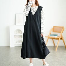 ゴールドジャパン(GOLDJAPAN)の【大きいサイズ】 ジャンパースカート＆ボーダーロンT2点セット 大きいサイズ レディース ワンピース