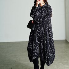 【大きいサイズ】 幾何学柄サイドコクーン変形シャツチュニック 大きいサイズ レディース チュニック