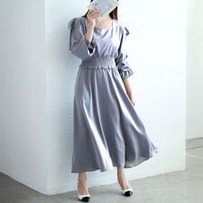 【大きいサイズ】 リボンオープンショルダーワンピース 大きいサイズ レディース ワンピース ロング