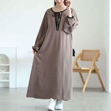 【大きいサイズ】 配色パイピングリボンAラインワンピース 大きいサイズ レディース ワンピース 長袖