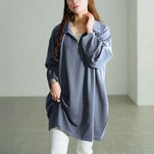 【大きいサイズ】 スキッパーカラーコクーンチュニック 大きいサイズ レディース チュニック 長袖 秋