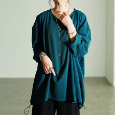 【大きいサイズ】 Vネックバックドロストチュニック 大きいサイズ レディース チュニック 長袖 秋服