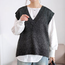 【大きいサイズ】 クロップドスパンコールニットベスト 大きいサイズ レディース トップス ベスト 秋