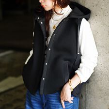 【大きいサイズ】 異素材フード付き中綿ベスト 大きいサイズ レディース アウター ベスト ジャケット