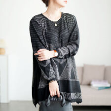 ゴールドジャパン(GOLDJAPAN)の【大きいサイズ】 幾何学模様ラメジャガードニットチュニック 大きいサイズ レディース トップス 長袖