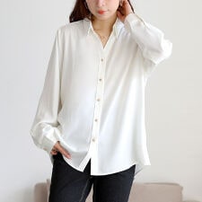 ゴールドジャパン(GOLDJAPAN)の【大きいサイズ】 スキッパーカラーゴールドボタンブラウス 大きいサイズ レディース トップス 長袖